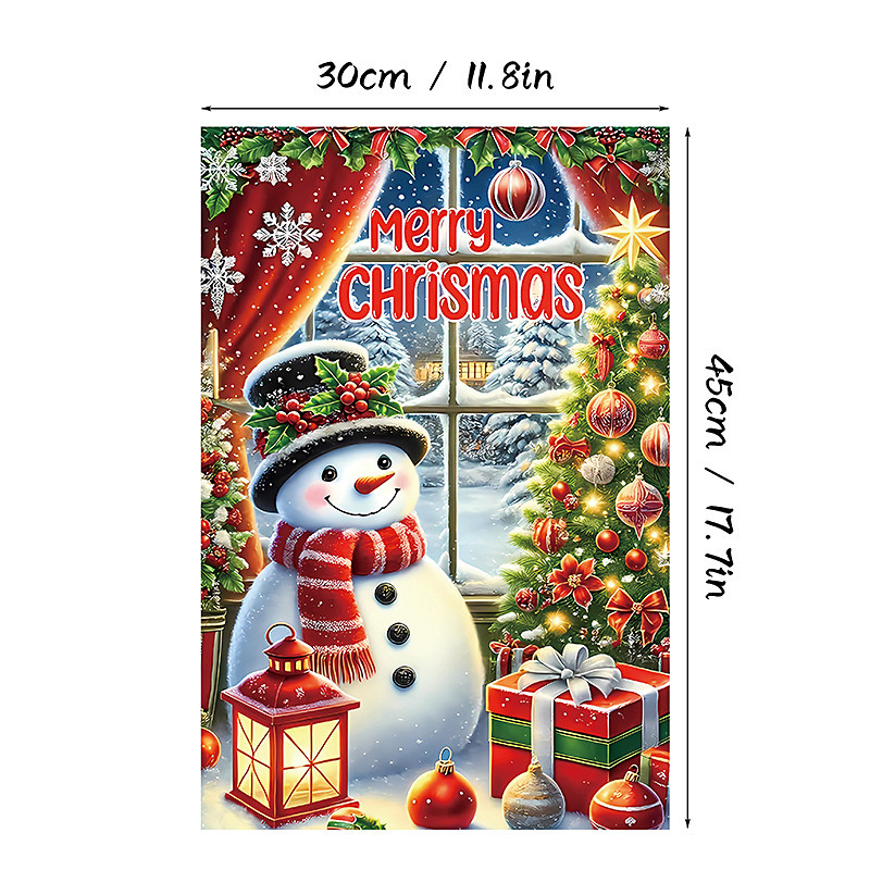 Christmas Garden Flag, Outdoor Winter Yard Decoration Banner with Snowman Design, Holiday Home Porch Flag, Seasonal Lawn Decor for Outdoor Use