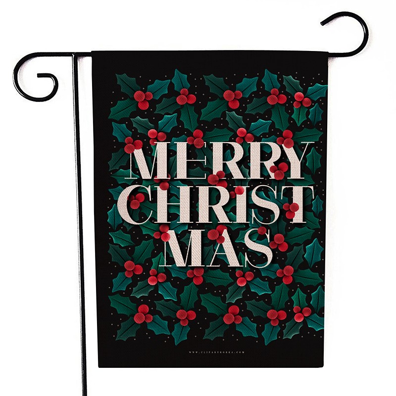 Christmas Garden Flag, Double-Sided Printed Linen Yard Banner, Holiday Outdoor Decoration Flag for Lawn, Porch, and Garden