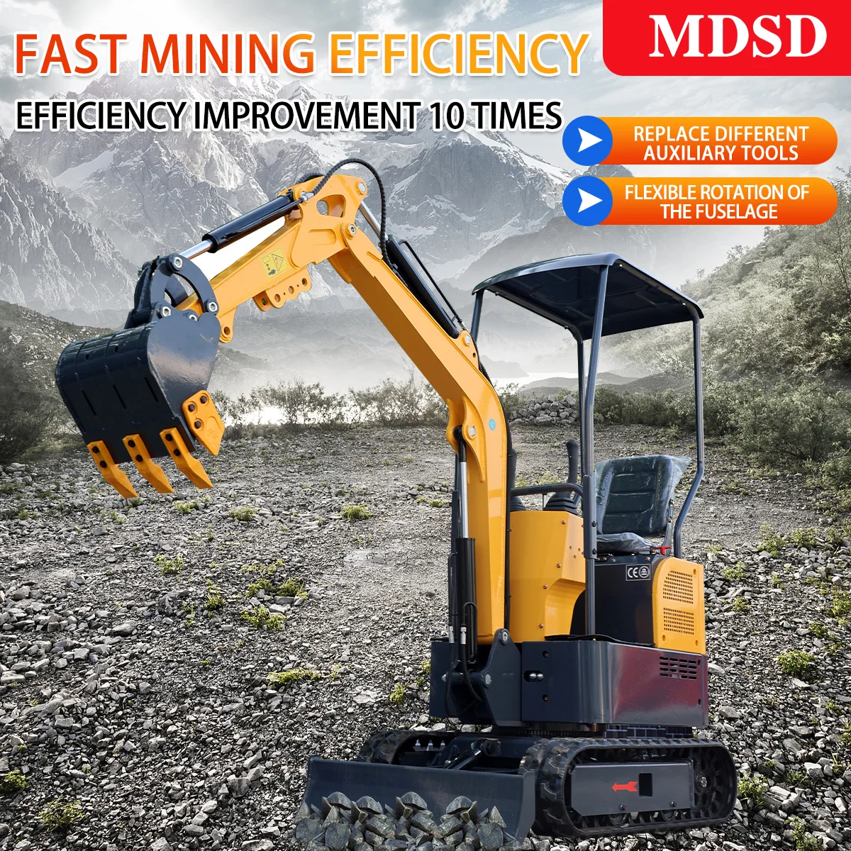 Mini escavatore cingolato da 1,2 tonnellate 1,5 tonnellate 2 tonnellate con motore Kubota Spedizione veloce Mini escavatore personalizzato conforme CE EPA Euro 5