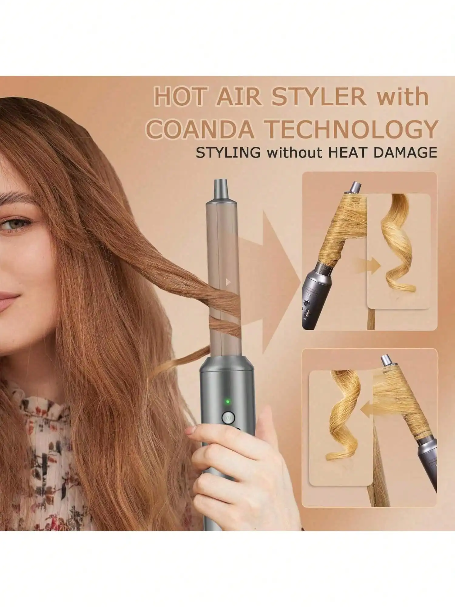 6 In 1 Air Styling & Drying System, Powerful High Speed Hair Dryer Brush & Multi-Styler With Auto Wrap Curlers,Hair Straightener