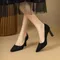 Nuove pompe nere Scarpe da donna di moda 2025 Primavera / autunno Tacco fine a punta Tacchi alti da sposa Scarpe da donna comode ed eleganti