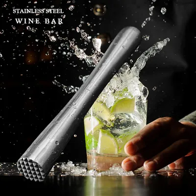 Stainless Steel Wine Mixing Stick Muddler Comfortable Grip Handle Shaker Ice Crusher Kitchen Barware Accessories