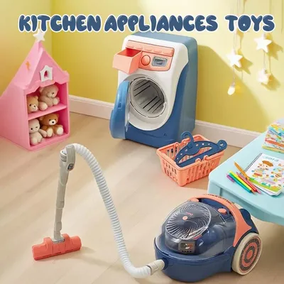 Children's Kitchen Toys Set Mini Electric Washing Machine Simulation Play Appliances Kid Boy Girl Pretend Play House Accessories