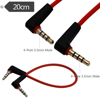 4-Pole 3.5mm Male Right Angle To 3.5mm Male Right Angle Stereo Audio Cable Headset Extension Audio Cable 0.2m