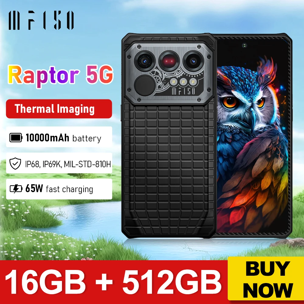 IIIF150 Raptor 5G Rugged Phone 6.78'' AMOLED Display Call Phone 16GB+512GB 10000mAh 50MP Smartphone Android 14 Thermal Imaging