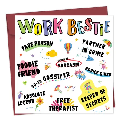 Work Bestie Greeting Card,My Partner In Crime,Funny Birthday Card For Co-worker Colleague,New Job Leaving Card For Work Friends