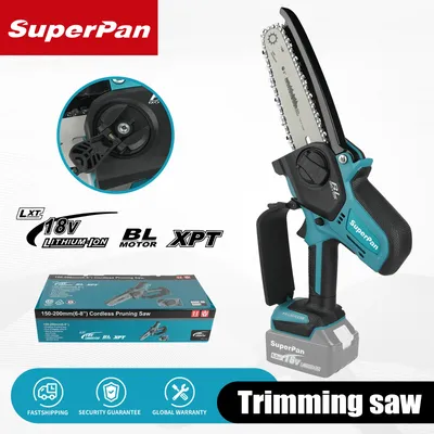 Cordless chainsaw for garden tree pruning, brushless motor, 6-inch cordless pruning saw for Makita 18v Battery Pins