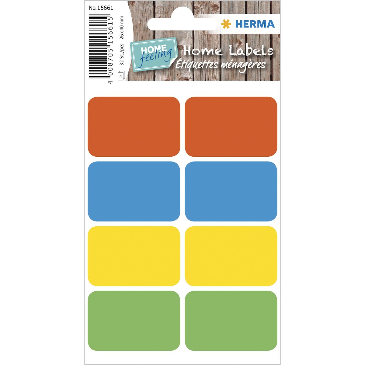 Etiketten für den Haushalt 26 x 40 mm farbig sortiert 4 Bl 32 Etik. Image
