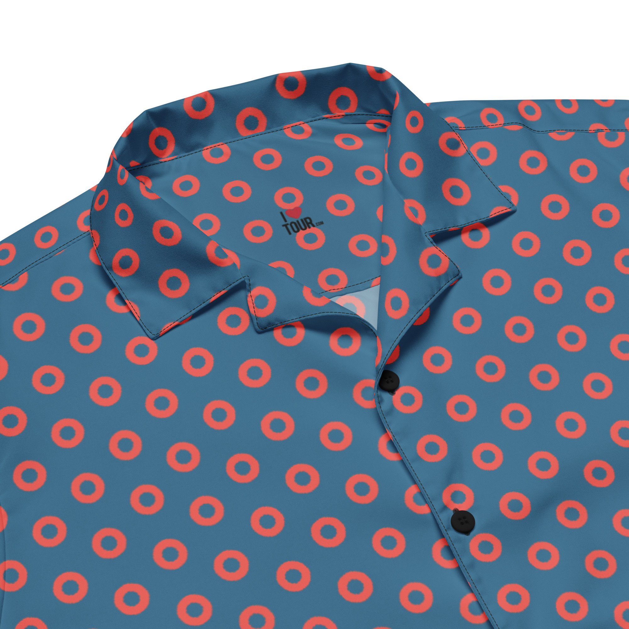 Camicia Phish Red Circle Donut con bottoni - Regalo per uomo Phish - Camicia Red Circle Donuts - PHISH HEX