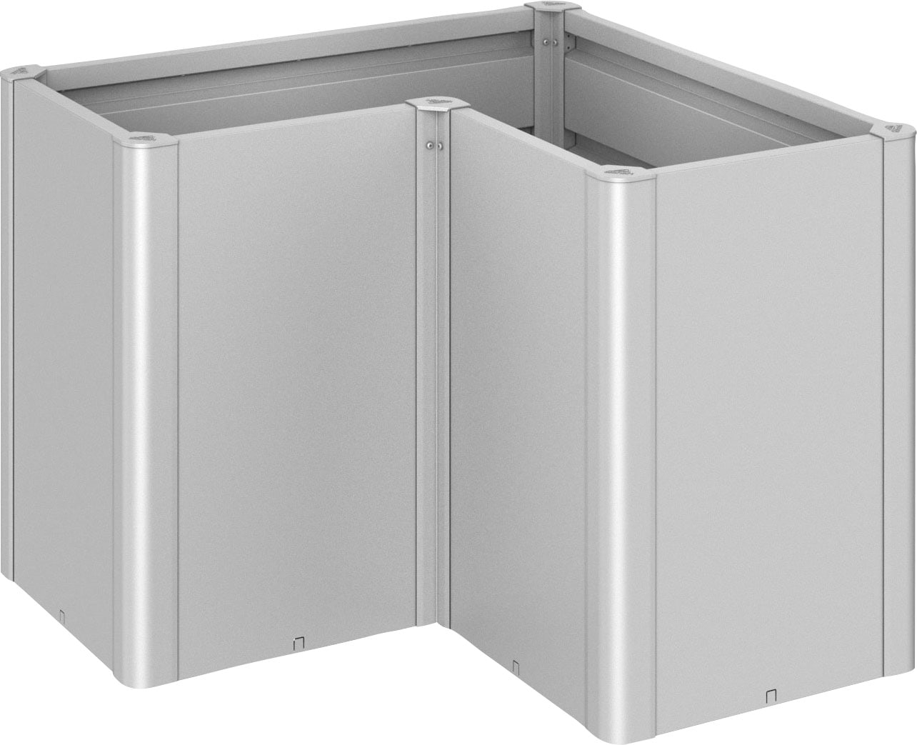 Hochbeet BIOHORT "BELVEDERE L-Form maxi 1, verschiedene Farben", silber (silber, metallic), B:103,1cm H:77cm T:103,1cm, Stahl, Pflanzgefäße, 102x102x77 cm, extrem langlebig, aus Metall Image