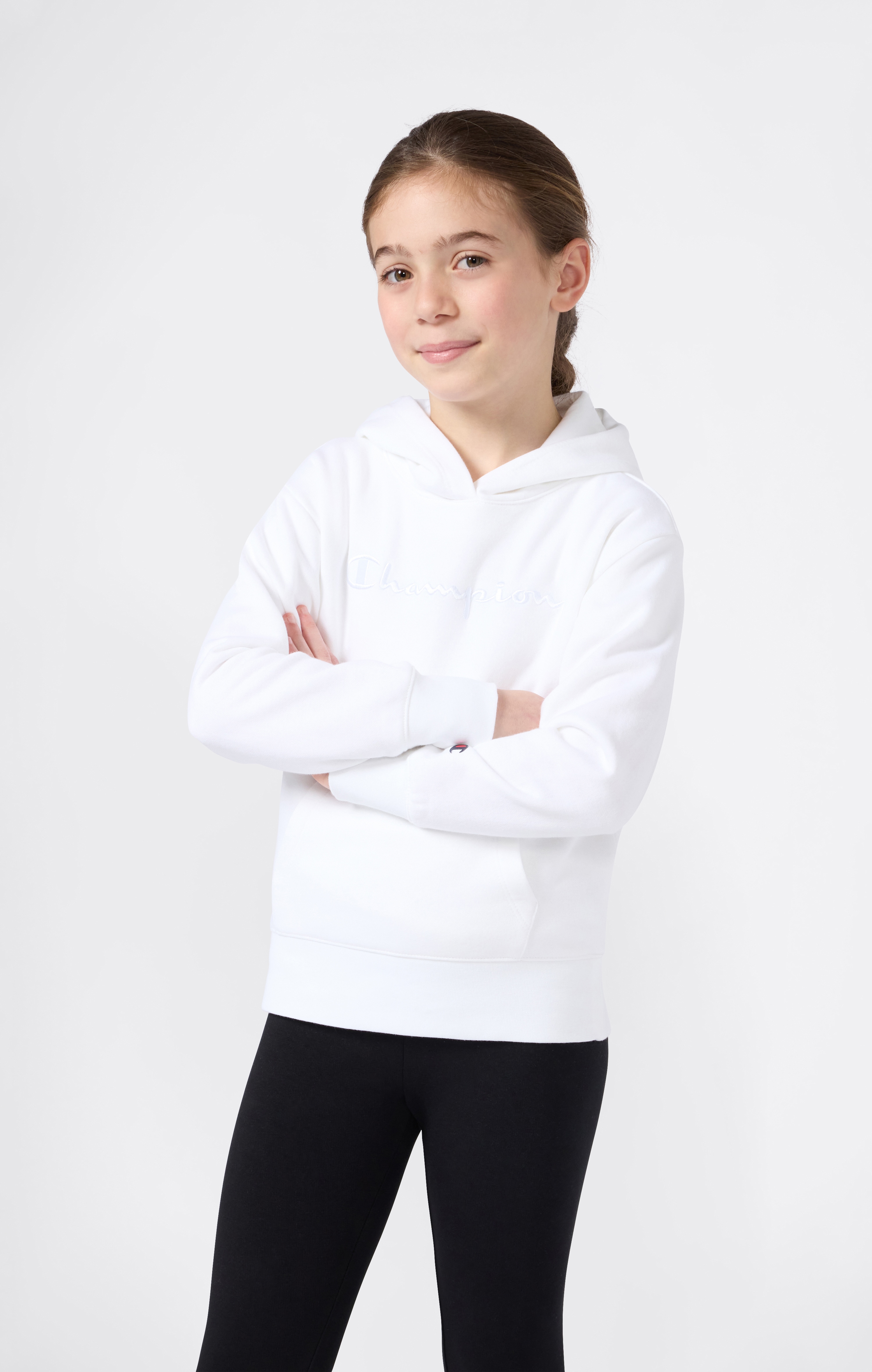 Kapuzensweatshirt CHAMPION "ICONS Hoodie", Kinder, Gr. XXL (176), wht, Obermaterial: 73% Baumwolle, 27% Polyester, Sweatshirts Image