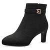 Stiefelette TAMARIS, Damen, Gr. 42, schwarz, Textil, unifarben, Veloursleder, elegant, Schuhe, Trichterabsatz, Abendschuh mit elegantem Zierriemchen mit Logoemblem