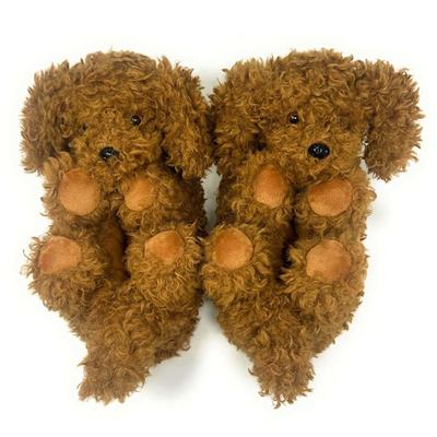 Oooh yeah! Women's Fuzzy Coco the Doodle Non-Skid Slippers, Large