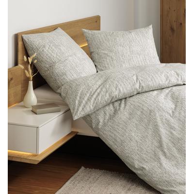 Bettwäsche JANINE "Soft-Cotton71000 0", beige (natur, grau), B/L: 155cm x 200cm, , Linon, B/L: 80cm x 80cm, Linon, Obermaterial: 100% Baumwolle, Bettwäsche, mit Reissverschluss Image