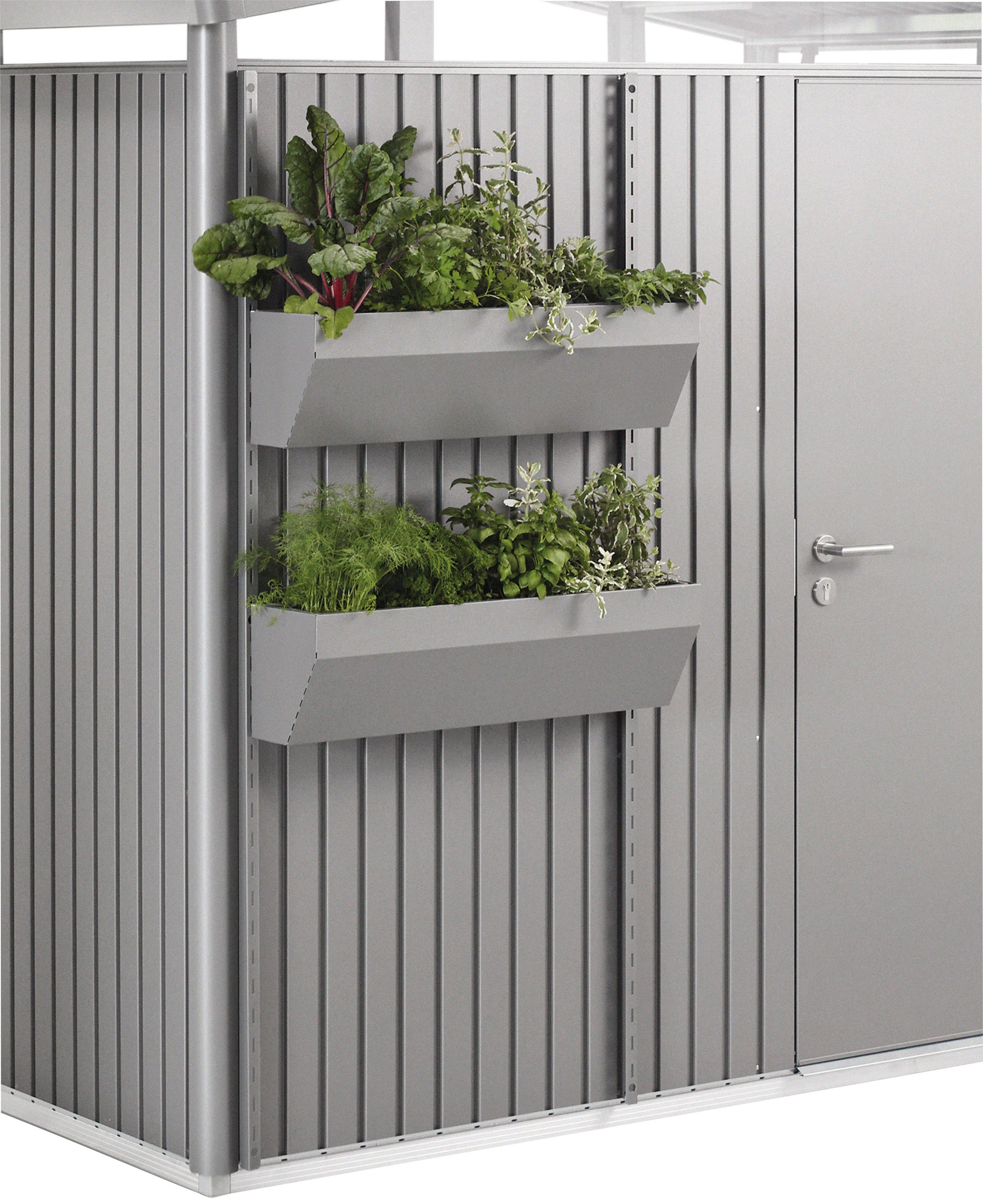Blumenkasten BIOHORT "FLORABOARD, verschiedene Farben", grau (quarzgrau, metallic), B:82cm H:188cm T:25cm, Stahl, Pflanzgefäße, 82x25x188 cm Image