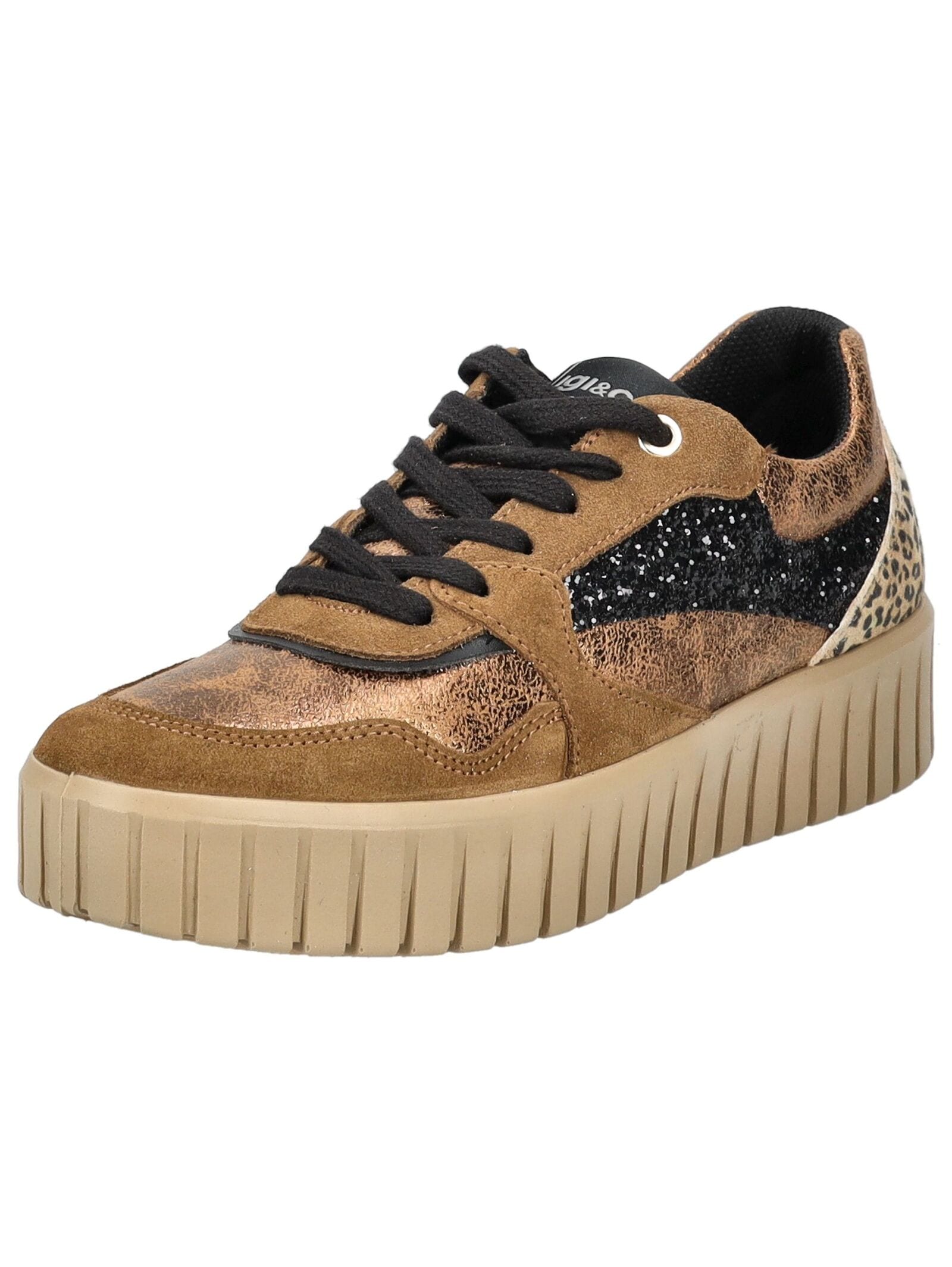 Plateausneaker IGI & CO "IGI & CO Sneaker Veloursleder/Textil", Damen, Gr. 38, braun (cognac), Textil, Veloursleder, Schuhe