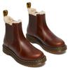 Chelseaboots DR. MARTENS "Leonore", Damen, Gr. 42, braun (cognac), Leder, Elastischer Einsatz, unifarben, klassisch, Schuhe, Chunky Boots, Plateau Schuh, Boots mit Warmfutter