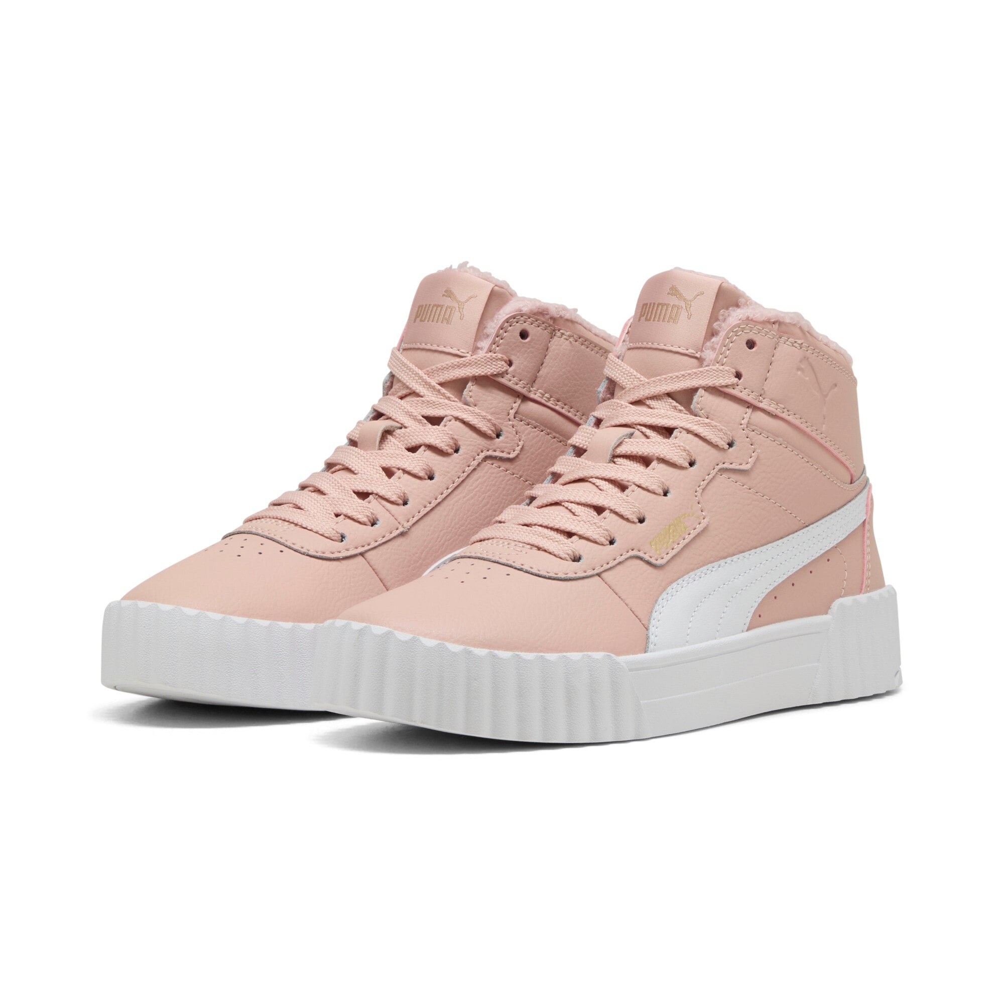 Sneaker PUMA "CARINA 3.0 MID WTR JR", Gr. 37,5, weiß (rose quartz, puma weiß), Leder, sportlich, Schuhe Image