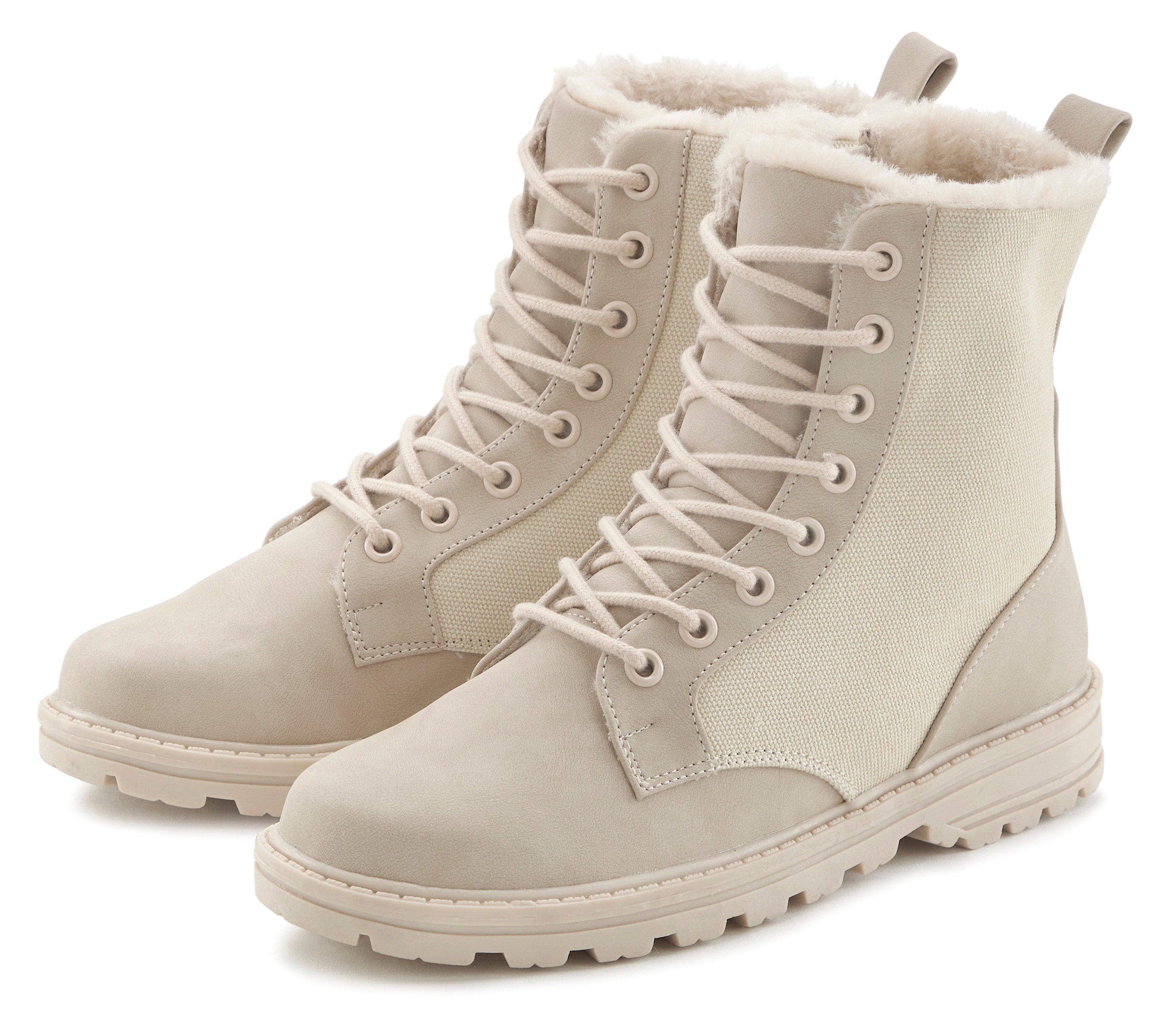 Stiefelette VIVANCE "Stiefel, Boots", Damen, Gr. 42, beige, Obermaterial: 100% Lederimitat. Futter: 100% Textilmaterial. Decksohle: 100% Textilmaterial. Laufsohle: 100% Synthetik, unifarben, casual, Schuhe, mit Warmfutter VEGAN