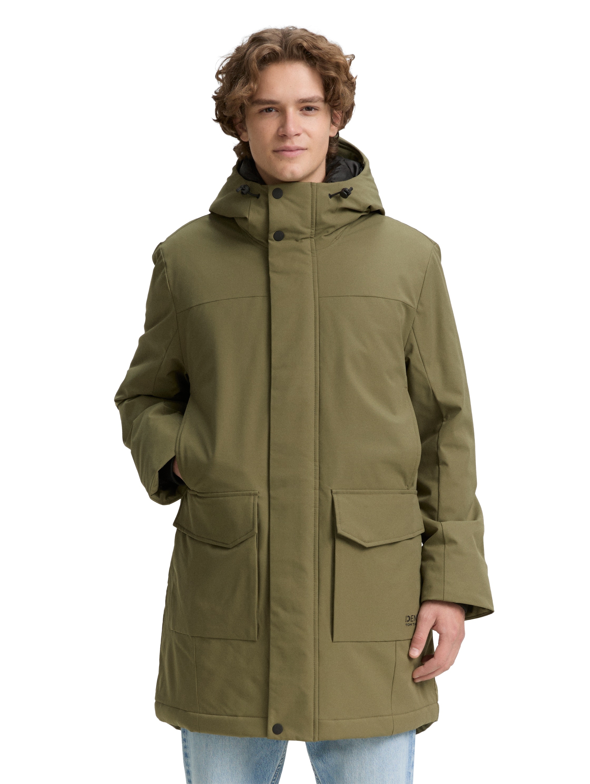 Parka TOM TAILOR DENIM, Herren, Gr. S, grün (jungle soil grün), Web, Obermaterial: 100% Polyester. Futter: 100% Polyester, unifarben, regular fit taillenbedeckt, ohne Ausschnitt, elastischer Bund, Jacken Parka, mit wasserabweisender Funktion