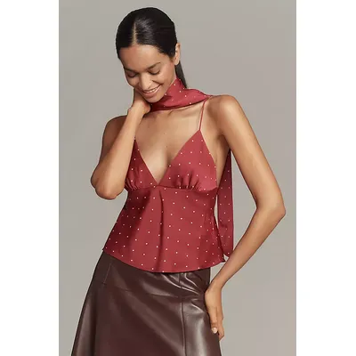 Maeve Scarf-Neck Printed V-Neck Cami Top