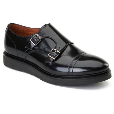 Base London Knight Herrenschuhe Aus Schwarzem Leder Mit Doppeltem Monk Riemen Image