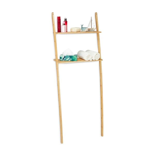 relaxdays Waschmaschinenregal Bambus mit 2 Ablagen 175 x 66 x 30 cm braun