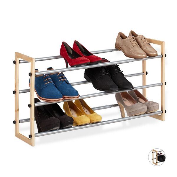 relaxdays Schuhregal ausziehbar 3 Etagen 45 cm braun