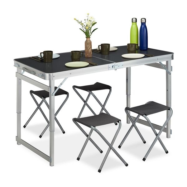 relaxdays 5er-Set Campingmöbel grau Image