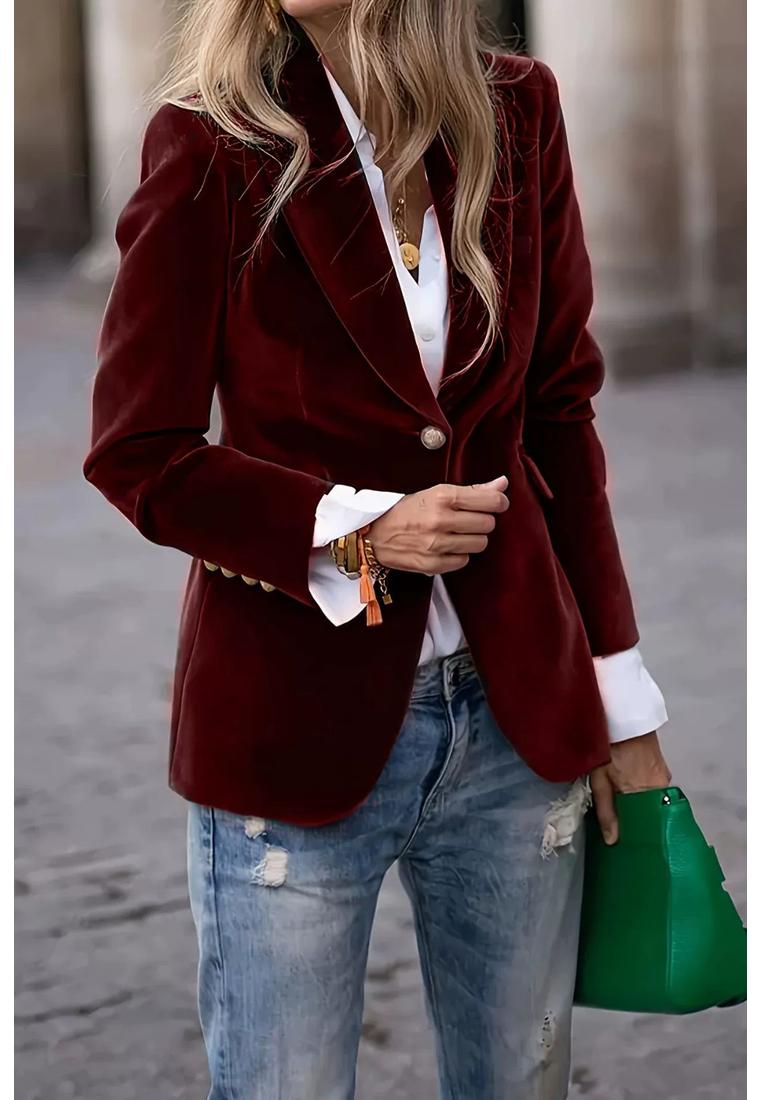 Damen Blazer mit Reverskragen und Ein-Knopf-Verschluss Image