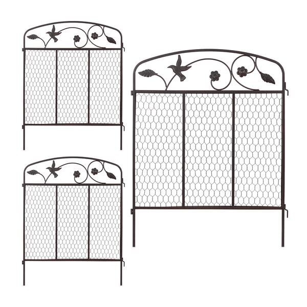 relaxdays 3er-Set Beetzaun Blumen-Motiv Image