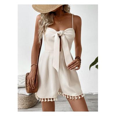 Sweetheart Neck Spaghettitrager Strampler mit gedrehten Quastendetails Image
