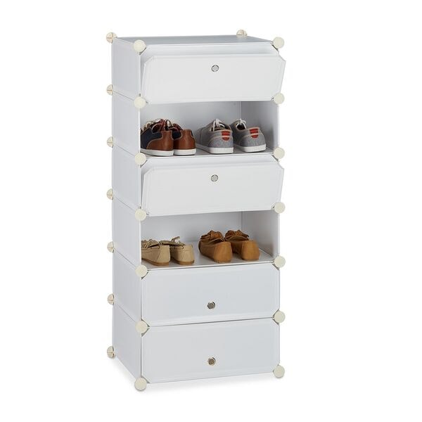 relaxdays Schuhschrank mit 6 Fächern 107 x 49 x 37 cm weiß Image