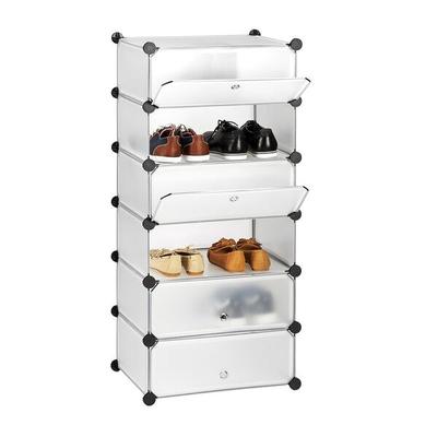 relaxdays Schuhschrank mit 6 Fächern 107 x 49 x 37 cm Transparent Image