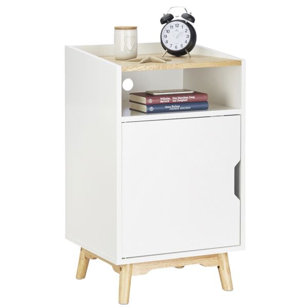 relaxdays Nachttisch weiß mit Tür weiß Image