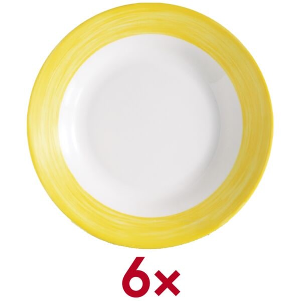Arcoroc Speiseteller Brush Teller tief 22,5 cm - 6 Stück 6 Stück gelb, 22.5x3.5x22.5 cm Image