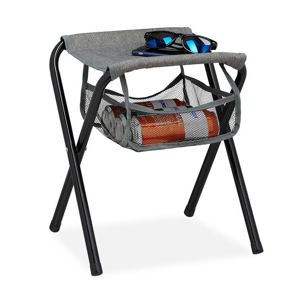 relaxdays Campinghocker faltbar mit Netztasche grau grau