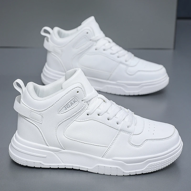 Reine weiße Schuhe, lässige Turnschuhe, hohe Leder-Sport-Skateboard-Schuhe, Übergröße, 50 51, 52, Zapatillas Deportivas Hombre