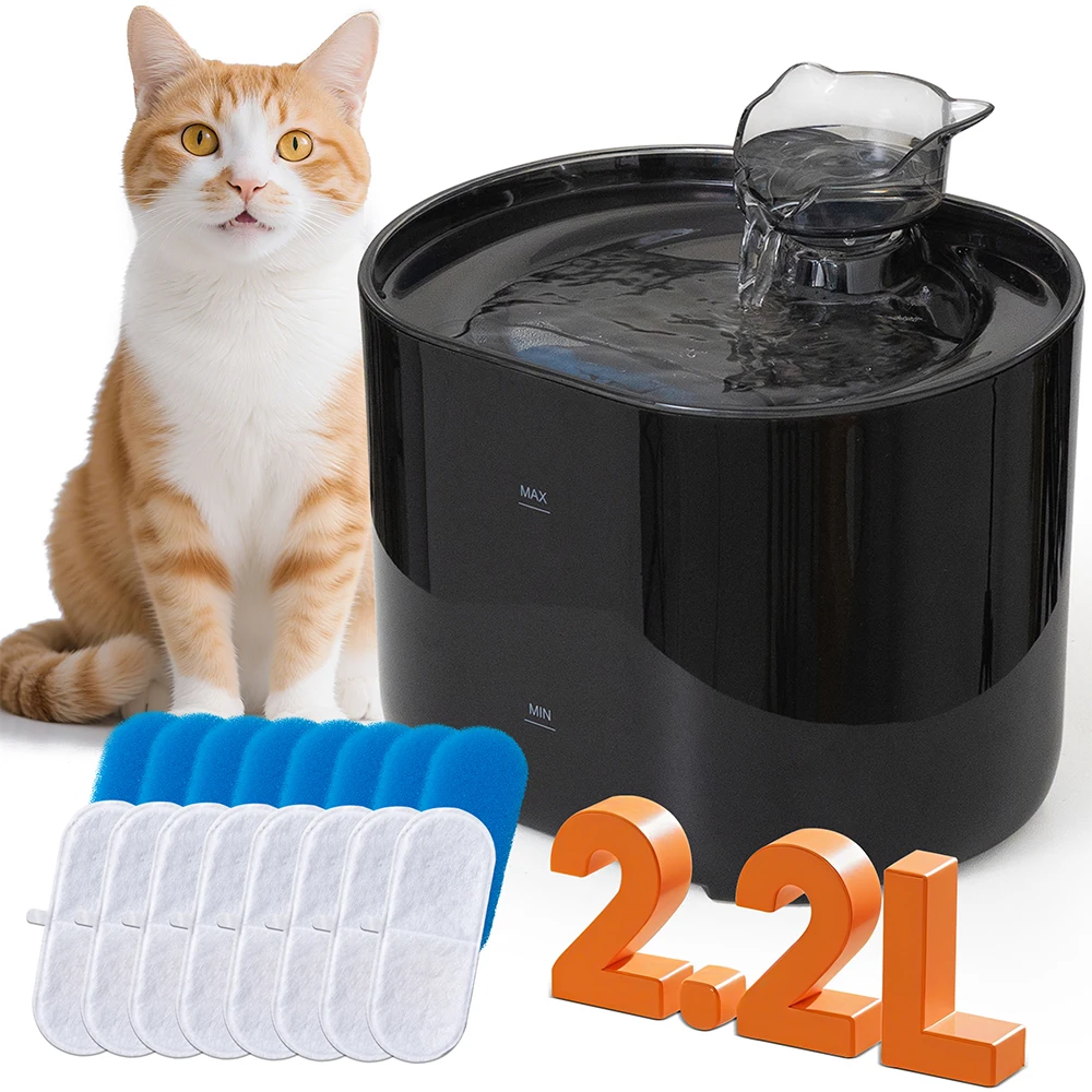 Katzen-Wasserbrunnen, Haustier-Wasserspender für Katzen, Hunde im Inneren, 1 Filter und extrem leise Pumpe, 2,2 l/74 Unzen, Hunde- und Katzen-Dressing-Brunnen