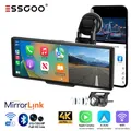 ESSGOO 10.26 Pollici IPS Display Touch Universale 4K Dash Cam WIFI Carplay Wireless Android Auto AUX Type-C USB Bluetooth Registrazione a Ciclo Scheda TF FM Telecamera Posteriore 1080P Mirror Link