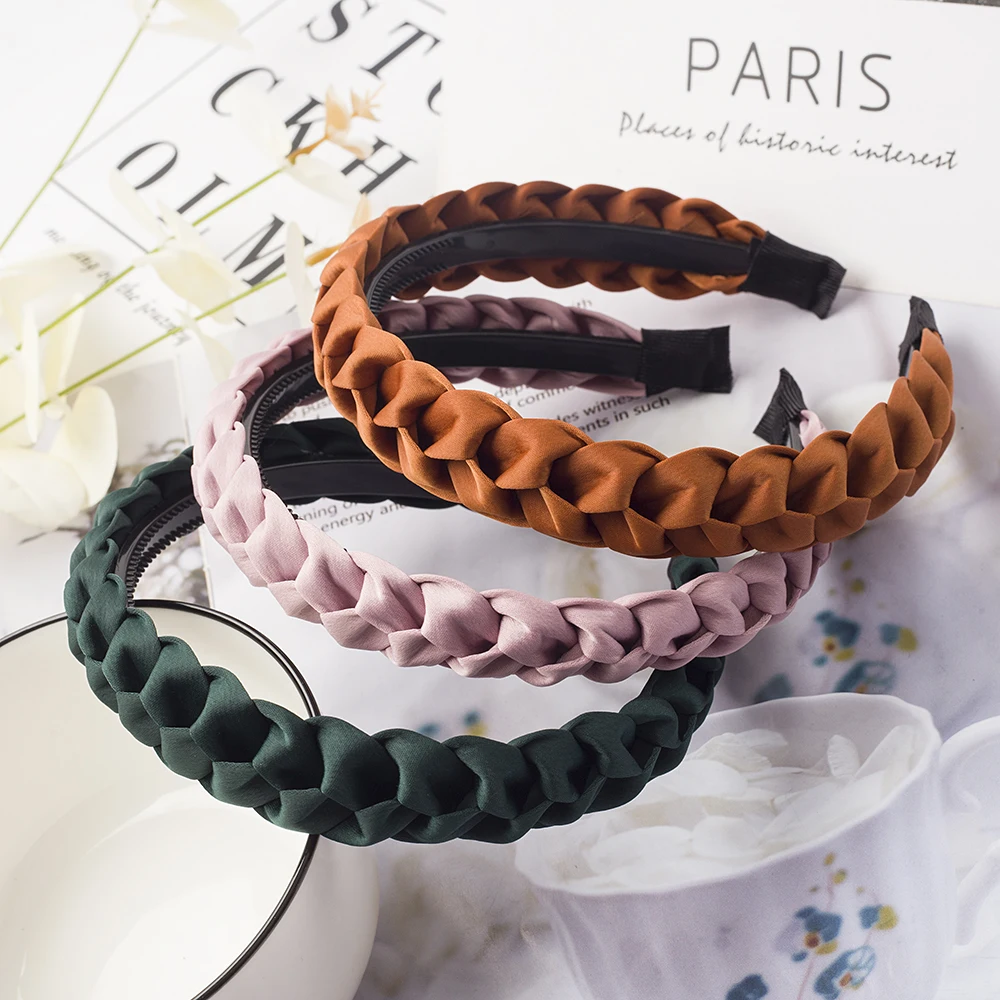 Geflochtene Stirnband Frauen Mädchen Elastische Haarbänder Nicht-slip Mode Weben Haar Hoop Bands Weibliche Lünette Haar Zubehör Kopfbedeckungen Image