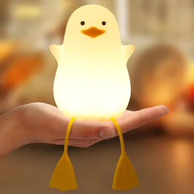 Duck Night Light LED Squishy Duck Lamp Dimmable Nursery Nightlight Rechargeable Bedside Touch Lamp for Breastfeeding Room Decor