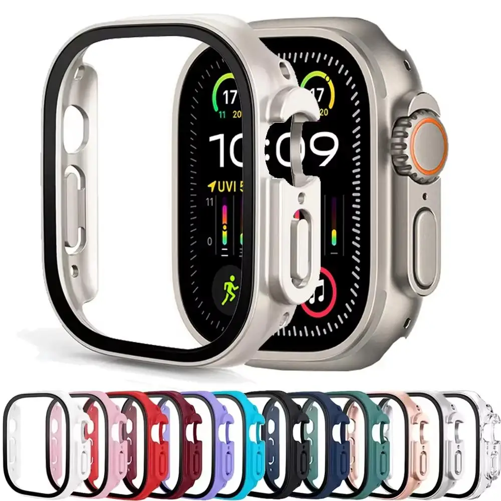 Abdeckung für Apple Watch Ultra 2 3 Gehäuse 49 mm Zubehör PC stoßfeste Stoßstange + gehärtetes Glas Displayschutzfolie iwatch Serie Ultra3 Image