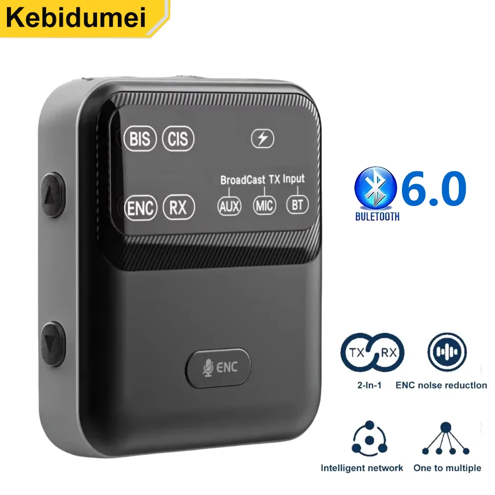 Trasmettitore ricevitore audio Bluetooth 6.0 AAC aptX-LL/HD/AD Adattatore audio trasmissione LC3 2 IN 1 Musica stereo wireless con microfono