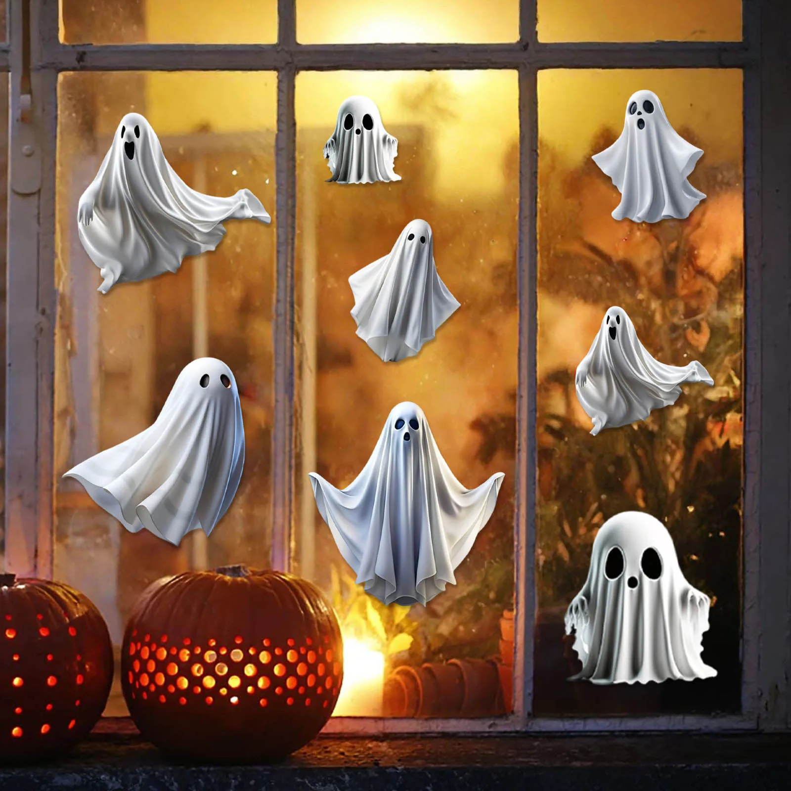 Halloween White Ghost Fensteraufkleber Horror Mottoparty Dekoration Glas Elektrostatische Aufkleber Festival Supplies Partyaufkleber Image