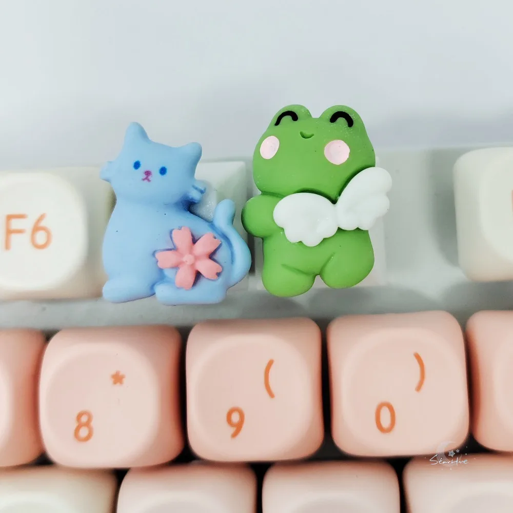 Flügel Frosch Tier Tastenkappen mechanische Tastatur Ersatz personalisierte Tastenkappe Kreuzachse Kirsche Profil Mädchen Geburtstag Gamer Geschenk Image