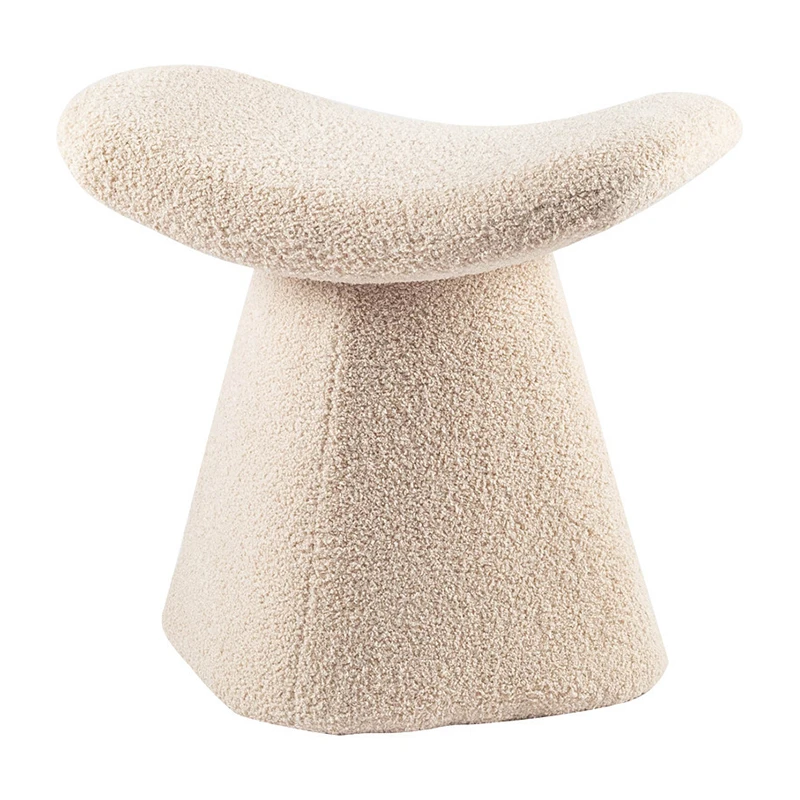 Lammfleece-Make-up-Hocker, kreativer Schuhwechselhocker, Schlafzimmer, minimalistischer Make-up-Hocker, hochelastischer Schminkstuhl aus Schaumstoff Image