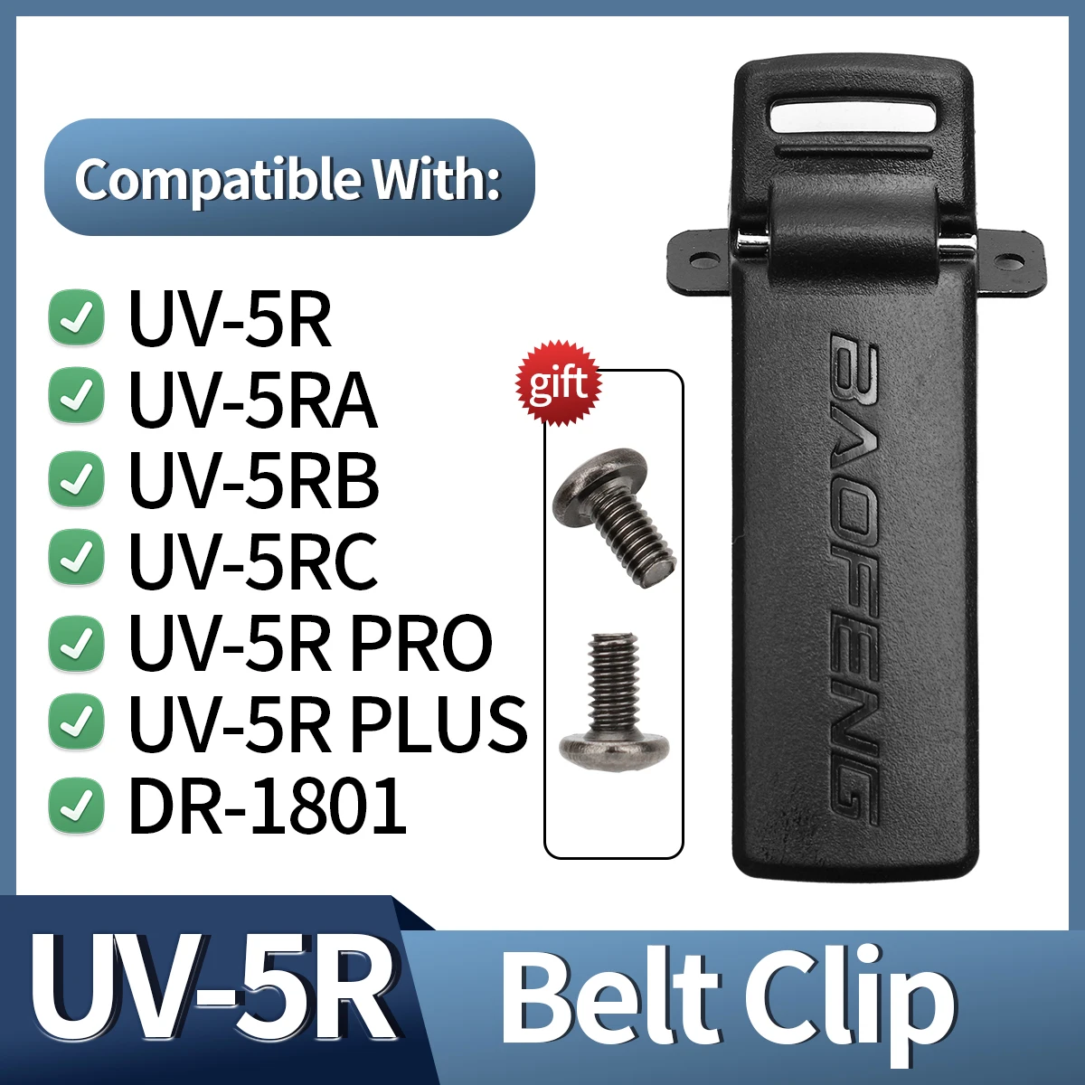 1/2 Stück Original Baofeng UV-5R Gürtelclip mit Schrubbungen für Baofeng UV5R UV-5RA UV-5RE DM-5R Plus Walkie Talkie Funkgerät Image