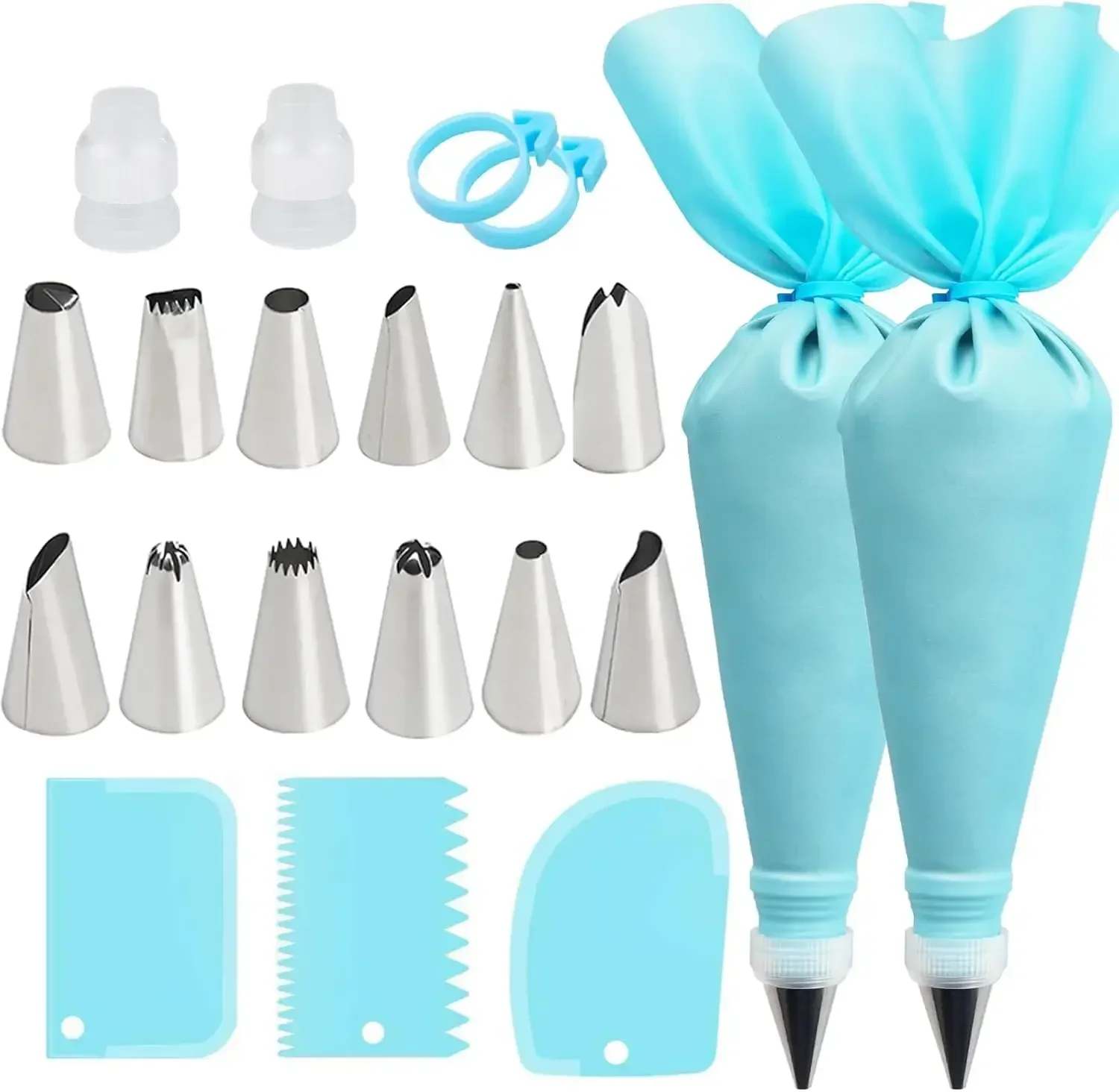 Spritzbeutel Kuchen Dekorieren Werkzeuge Wiederverwendbare Silikon Spritzbeutel Edelstahl Düse Spritzdüsen Gebäck Set Backwerkzeuge Image