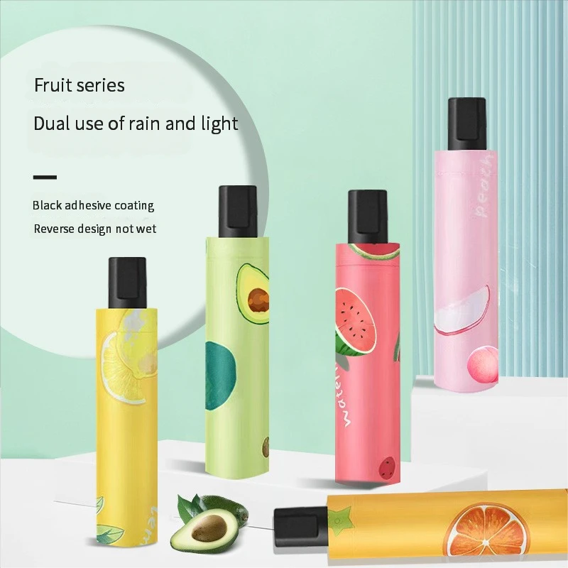 Handgekochter Obstschirm, doppelter Verwendungszweck, faltbarer Vinyl-Sonnenschutz, Sonnenschirm, kleiner, frischer, sonniger Regenschirm Image